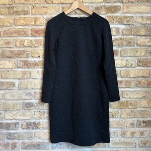 Banana Republic Black Long-Sleeved Mini Dress w/ Organic Stitching Pattern